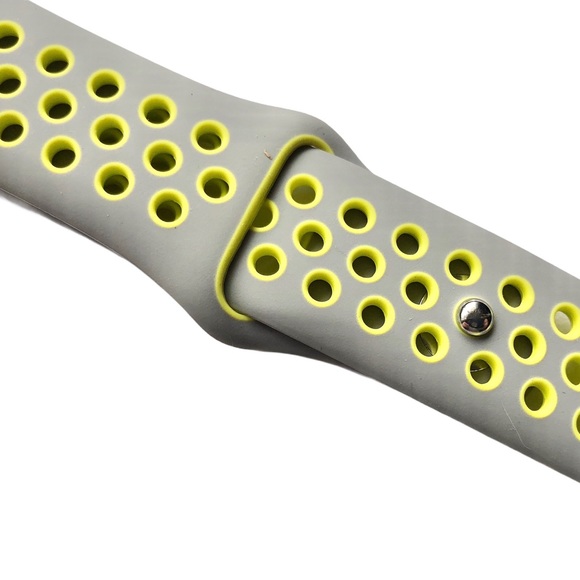 5/$20 NEW Gray Yellow Silicone Sport Band Apple Watch 44/45/49 mm M/L Silver - Picture 7 of 8